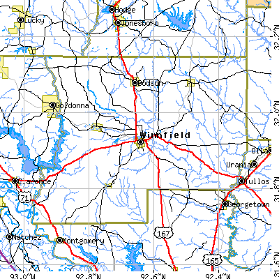 Winn Parish close-up map