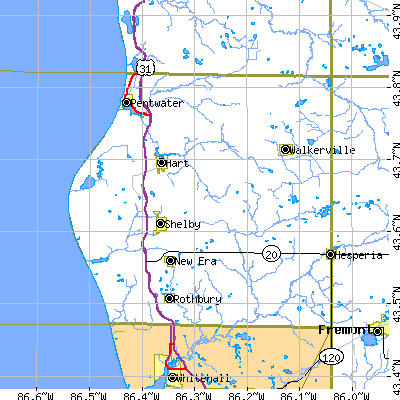 Oceana County close-up map