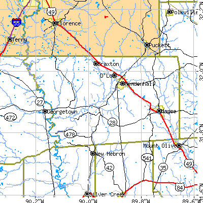 Simpson County close-up map