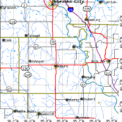 Nemaha County close-up map