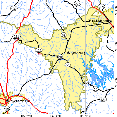 Moore County close-up map
