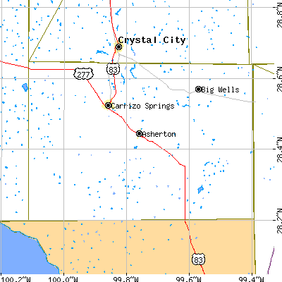 Dimmit County close-up map