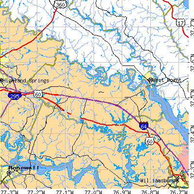New Kent County close-up map