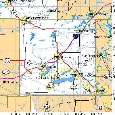 Walworth County close-up map