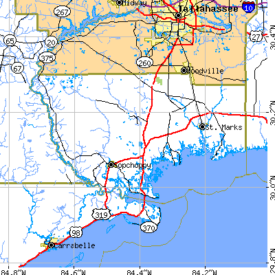Wakulla County close-up map