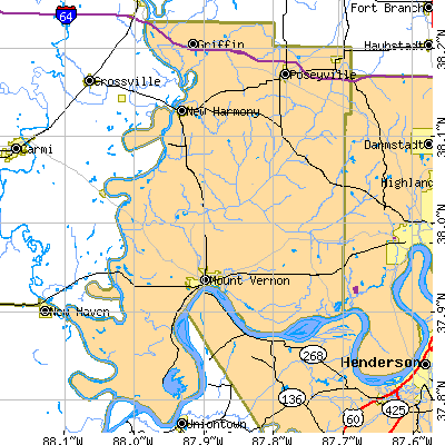 Posey County close-up map