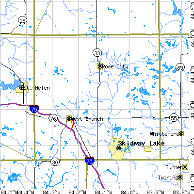 Ogemaw County close-up map