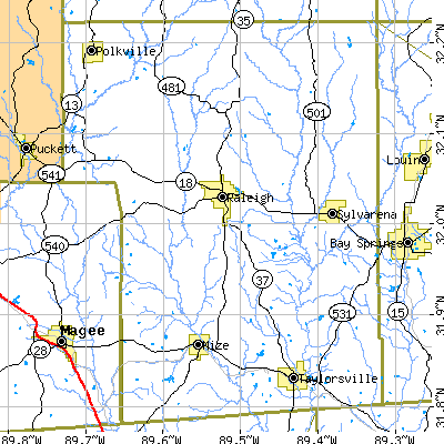 Smith County close-up map
