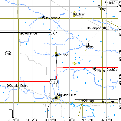 Nuckolls County close-up map