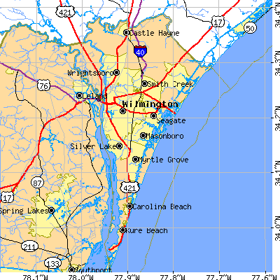 New Hanover County close-up map