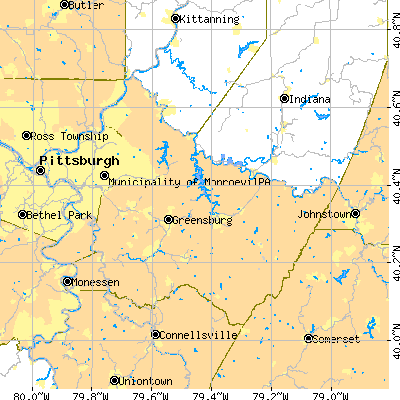 Westmoreland County close-up map