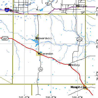 Donley County close-up map