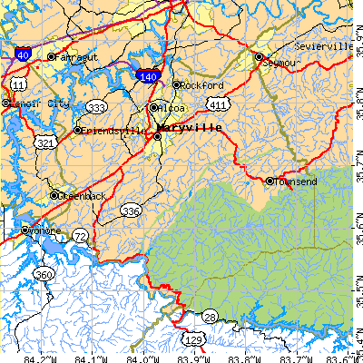 Blount County close-up map