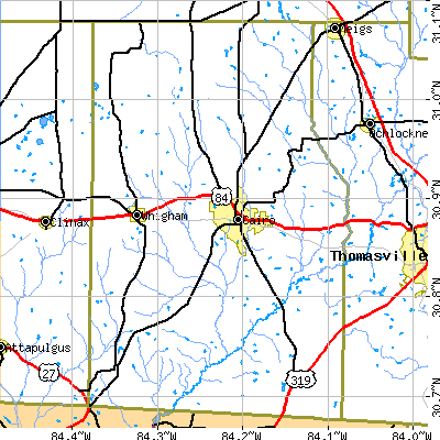 Grady County close-up map