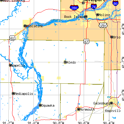 Mercer County close-up map