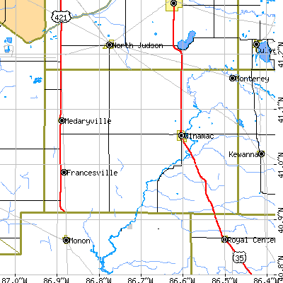 Pulaski County close-up map