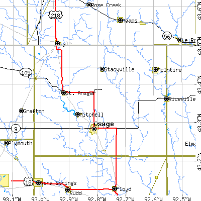 Mitchell County close-up map