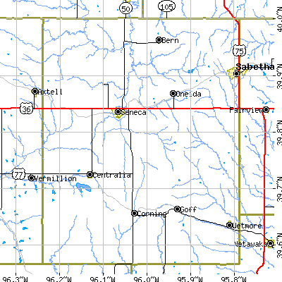 Nemaha County close-up map