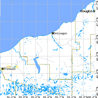 Ontonagon County close-up map