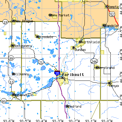 Rice County close-up map