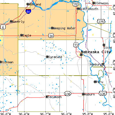 Otoe County close-up map