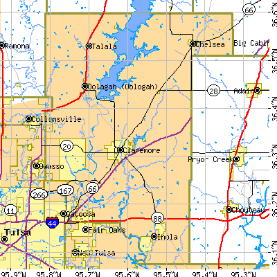 Rogers County close-up map