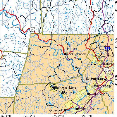 Wyoming County close-up map