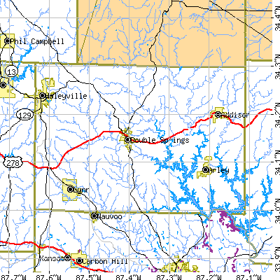 Winston County close-up map