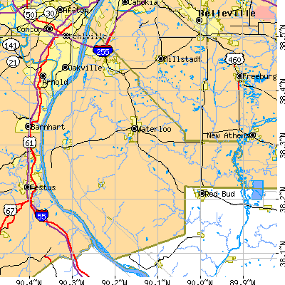 Monroe County close-up map