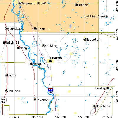 Monona County close-up map