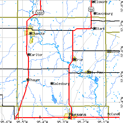 Neosho County close-up map