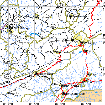 Letcher County close-up map