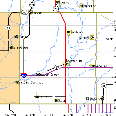Rock County close-up map