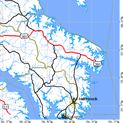 Northumberland County close-up map