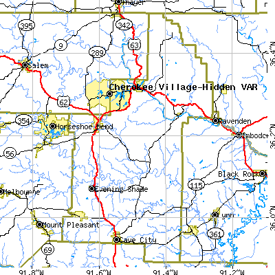 Sharp County close-up map