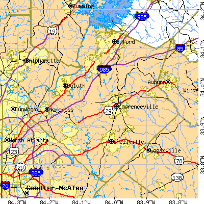 Gwinnett County close-up map