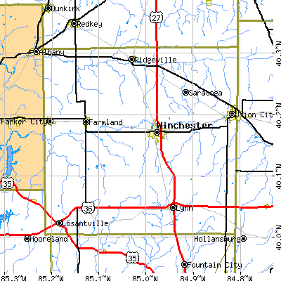 Randolph County close-up map