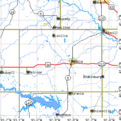 Monroe County close-up map