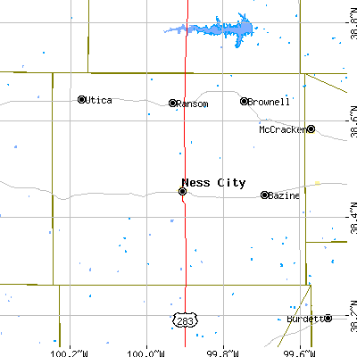 Ness County close-up map