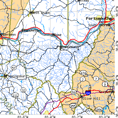 Lewis County close-up map