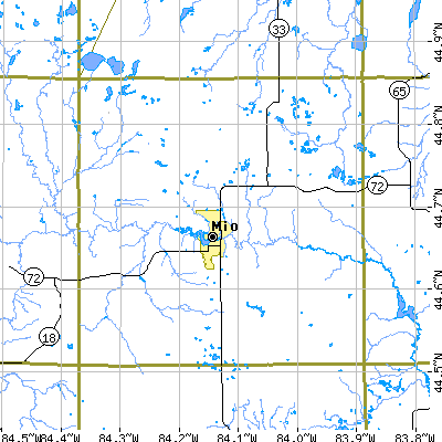 Oscoda County close-up map