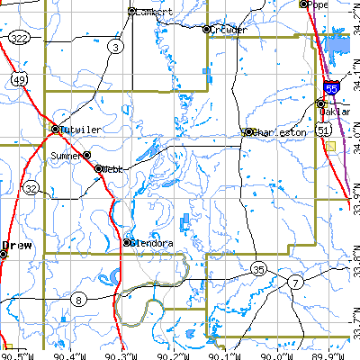 Tallahatchie County close-up map