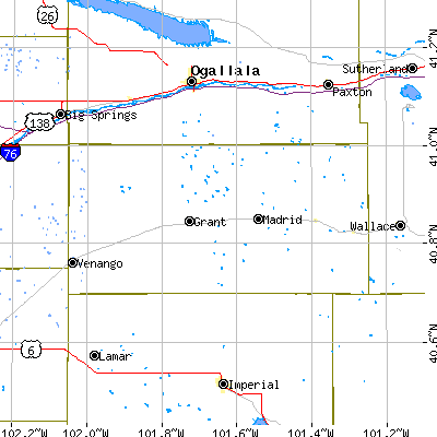 Perkins County close-up map