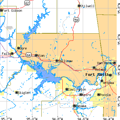 Sequoyah County close-up map