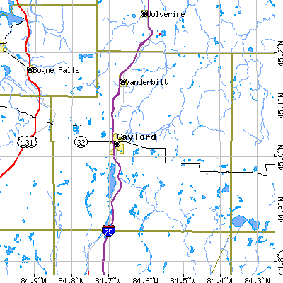 Otsego County close-up map