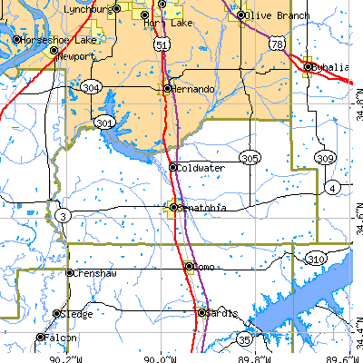 Tate County close-up map