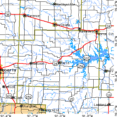 Monroe County close-up map