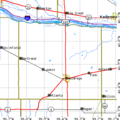 Phelps County close-up map