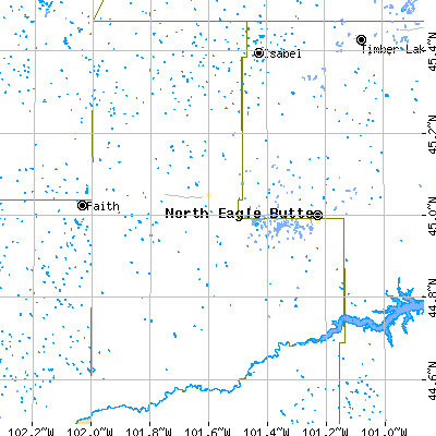 Ziebach County close-up map