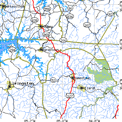 Pickett County close-up map